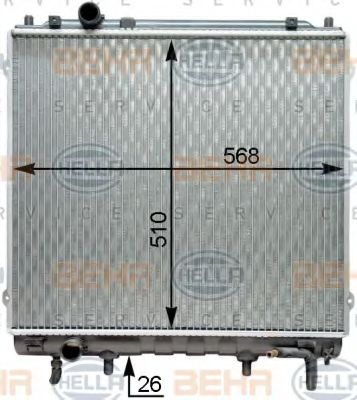 Радиатор, охлаждение двигателя BEHR HELLA SERVICE 8MK 376 768-791