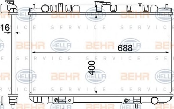 Радиатор, охлаждение двигателя BEHR HELLA SERVICE 8MK 376 770-601