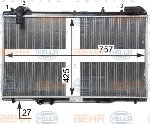 Радиатор, охлаждение двигателя BEHR HELLA SERVICE 8MK 376 771-681