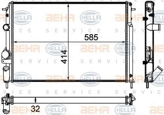 Радиатор, охлаждение двигателя BEHR HELLA SERVICE 8MK 376 772-011