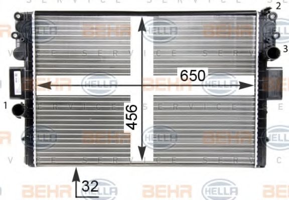 Радиатор, охлаждение двигателя BEHR HELLA SERVICE 8MK 376 774-421