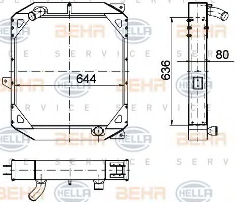 Радиатор, охлаждение двигателя BEHR HELLA SERVICE 8MK 376 774-561