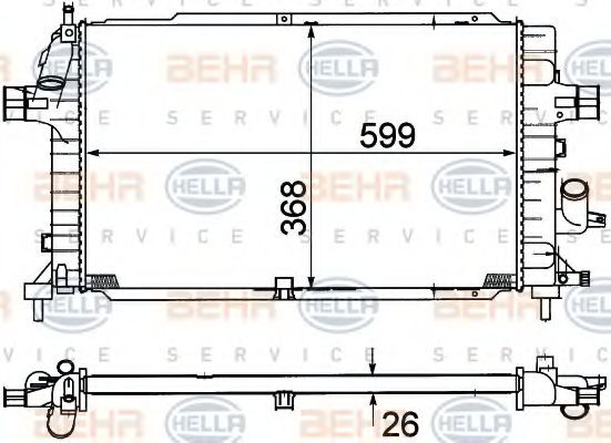 Радиатор, охлаждение двигателя BEHR HELLA SERVICE 8MK 376 781-041