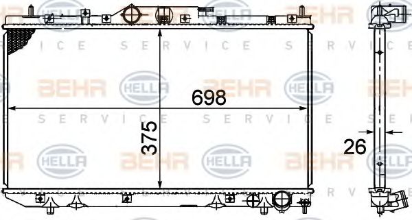 Радиатор, охлаждение двигателя BEHR HELLA SERVICE 8MK 376 781-051