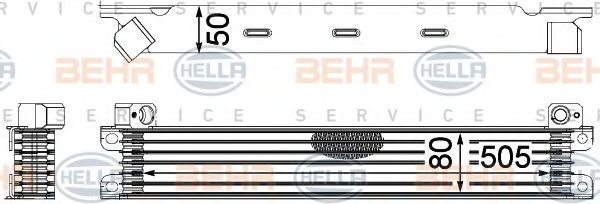 масляный радиатор, двигательное масло BEHR HELLA SERVICE 8MO 376 783-781