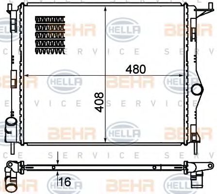 Радиатор, охлаждение двигателя BEHR HELLA SERVICE 8MK 376 787-351