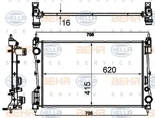 Радиатор, охлаждение двигателя BEHR HELLA SERVICE 8MK 376 788-781