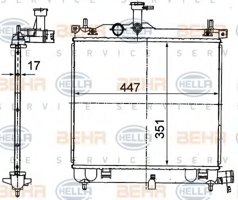 Радиатор, охлаждение двигателя BEHR HELLA SERVICE 8MK 376 790-001