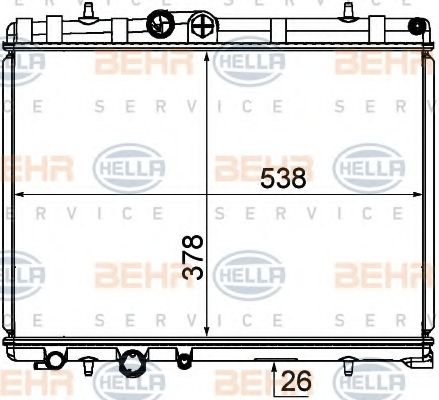 Радиатор, охлаждение двигателя BEHR HELLA SERVICE 8MK 376 790-121
