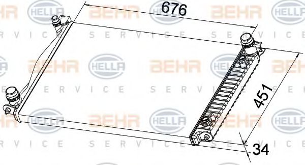Радиатор, охлаждение двигателя BEHR HELLA SERVICE 8MK 376 790-141