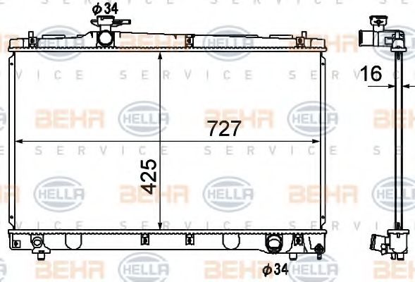 Радиатор, охлаждение двигателя BEHR HELLA SERVICE 8MK 376 790-171