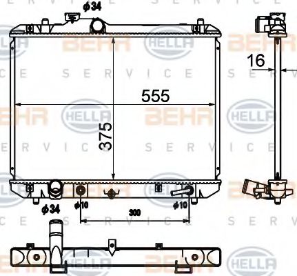 Радиатор, охлаждение двигателя BEHR HELLA SERVICE 8MK 376 790-231