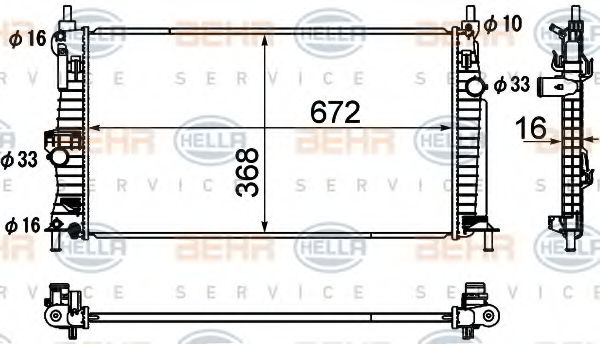 Радиатор, охлаждение двигателя BEHR HELLA SERVICE 8MK 376 790-391
