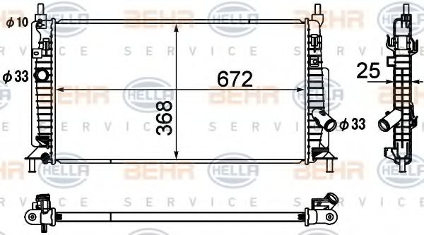 Радиатор, охлаждение двигателя BEHR HELLA SERVICE 8MK 376 790-411