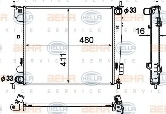 Радиатор, охлаждение двигателя BEHR HELLA SERVICE 8MK 376 790-421