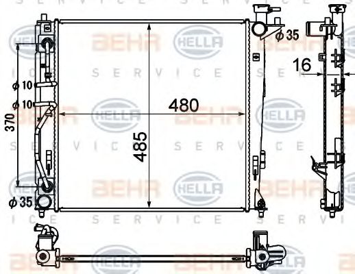Радиатор, охлаждение двигателя BEHR HELLA SERVICE 8MK 376 790-451
