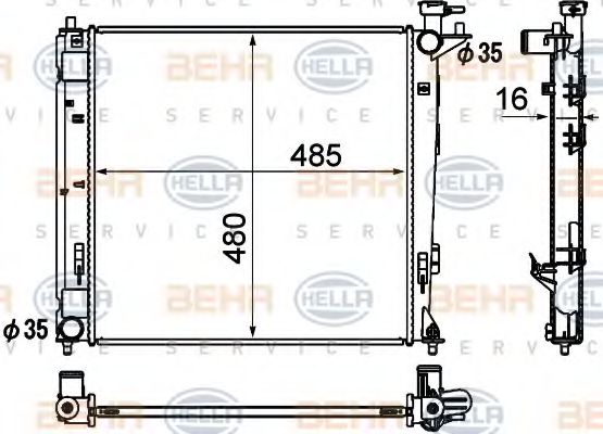 Радиатор, охлаждение двигателя BEHR HELLA SERVICE 8MK 376 790-461
