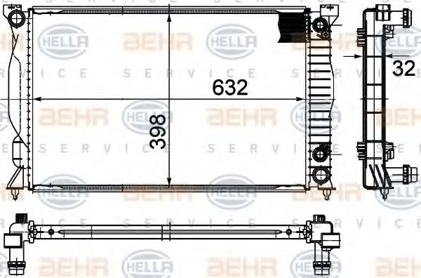 Радиатор, охлаждение двигателя BEHR HELLA SERVICE 8MK 376 790-531