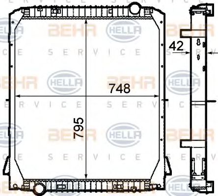 Радиатор, охлаждение двигателя BEHR HELLA SERVICE 8MK 376 792-121