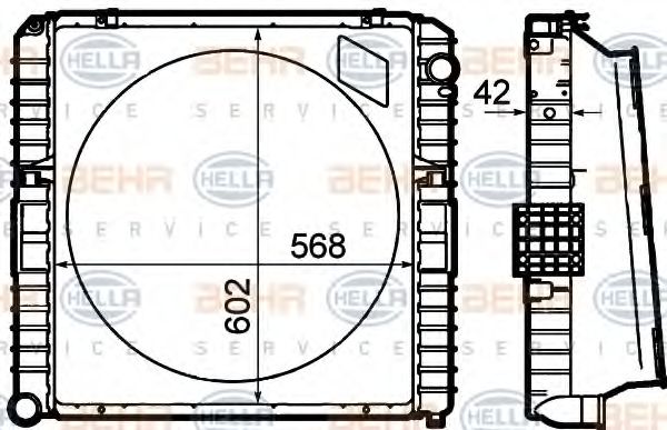 Радиатор, охлаждение двигателя BEHR HELLA SERVICE 8MK 376 792-131