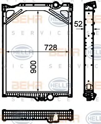 Радиатор, охлаждение двигателя BEHR HELLA SERVICE 8MK 376 792-161