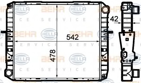 Радиатор, охлаждение двигателя BEHR HELLA SERVICE 8MK 376 792-191