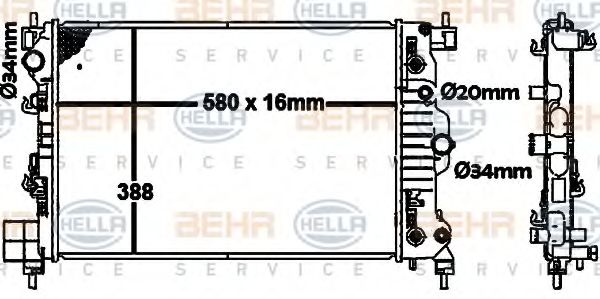 Радиатор, охлаждение двигателя BEHR HELLA SERVICE 8MK 376 792-771