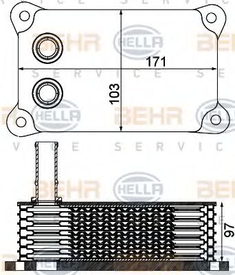 масляный радиатор, двигательное масло BEHR HELLA SERVICE 8MO 376 797-161