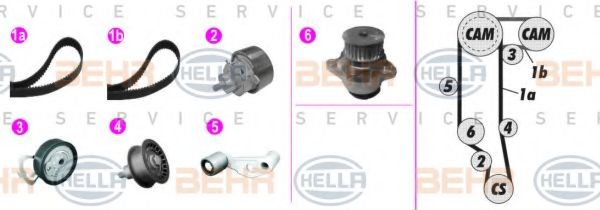 Водяной насос + комплект зубчатого ремня BEHR HELLA SERVICE 8MP 376 811-811