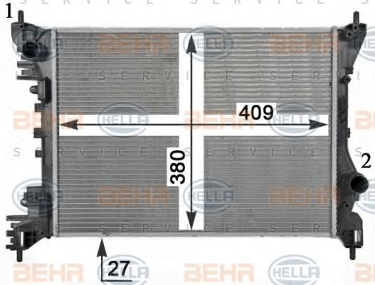 Радиатор, охлаждение двигателя BEHR HELLA SERVICE 8MK 376 900-011