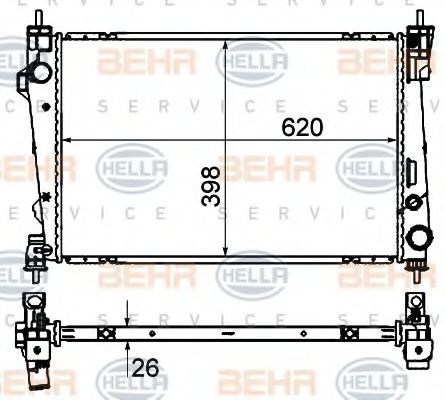Радиатор, охлаждение двигателя BEHR HELLA SERVICE 8MK 376 900-031