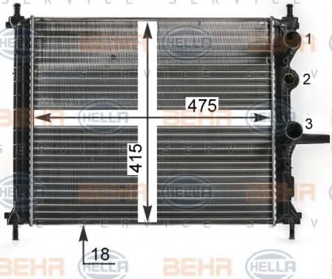 Радиатор, охлаждение двигателя BEHR HELLA SERVICE 8MK 376 900-091