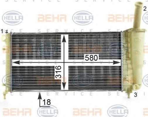 Радиатор, охлаждение двигателя BEHR HELLA SERVICE 8MK 376 900-101