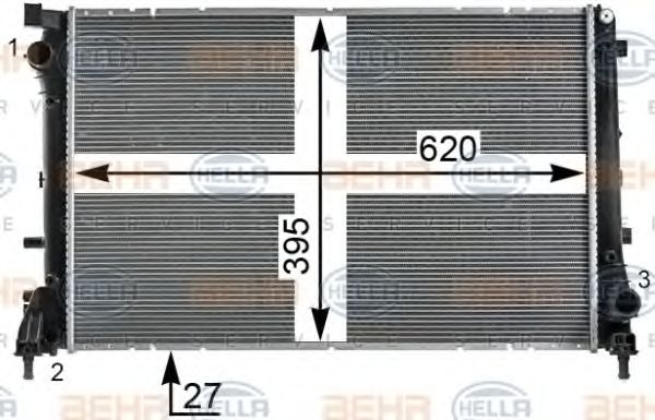 Радиатор, охлаждение двигателя BEHR HELLA SERVICE 8MK 376 900-191