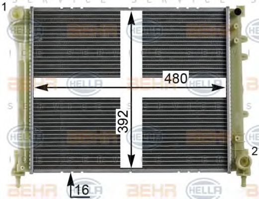 Радиатор, охлаждение двигателя BEHR HELLA SERVICE 8MK 376 900-211