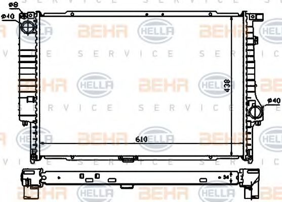 Радиатор, охлаждение двигателя BEHR HELLA SERVICE 8MK 376 900-671