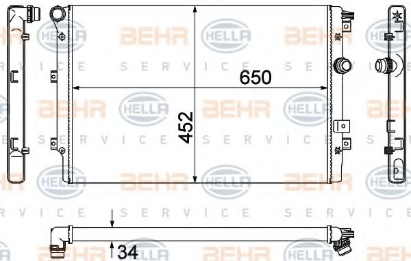 Радиатор, охлаждение двигателя BEHR HELLA SERVICE 8MK 376 901-021