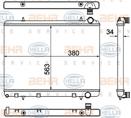 Радиатор, охлаждение двигателя BEHR HELLA SERVICE 8MK 376 901-031