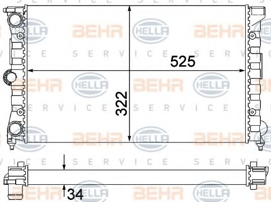 Радиатор, охлаждение двигателя BEHR HELLA SERVICE 8MK 376 901-131