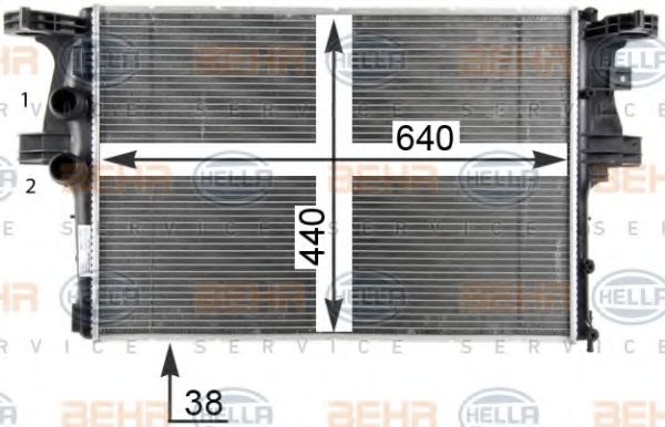 Радиатор, охлаждение двигателя BEHR HELLA SERVICE 8MK 376 903-601