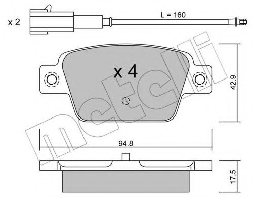 Комплект тормозных колодок, дисковый тормоз METELLI 22-0323-1