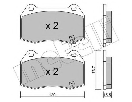 Комплект тормозных колодок, дисковый тормоз METELLI 22-0738-0