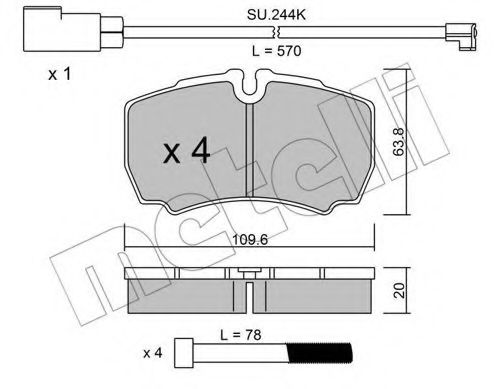 Комплект тормозных колодок, дисковый тормоз METELLI 22-0604-2K