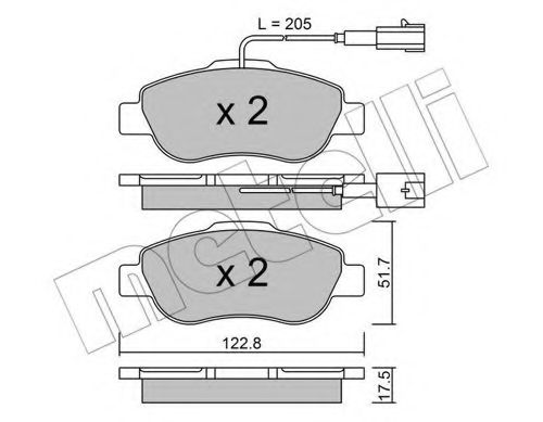 Комплект тормозных колодок, дисковый тормоз METELLI 22-0638-2