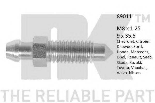 Болт воздушного клапана / вентиль NK 89011