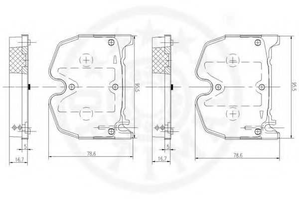 Комплект тормозных колодок, дисковый тормоз OPTIMAL 23943