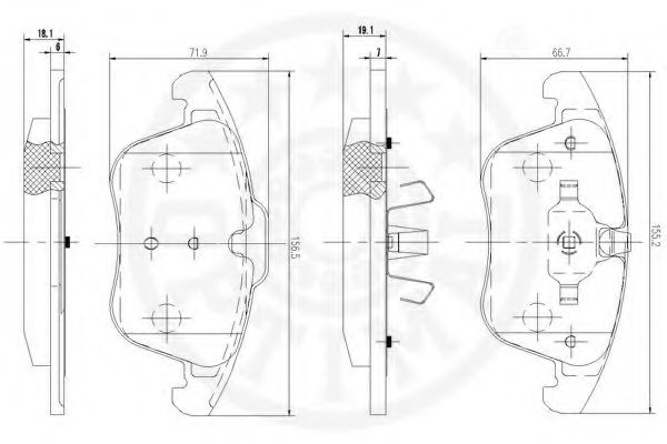 Комплект тормозных колодок, дисковый тормоз OPTIMAL 12505