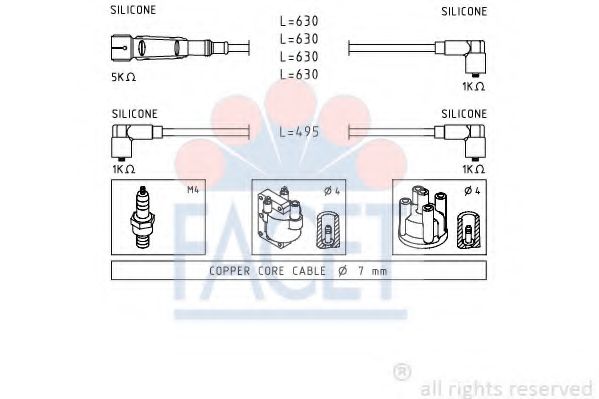 Комплект проводов зажигания FACET 4.9364