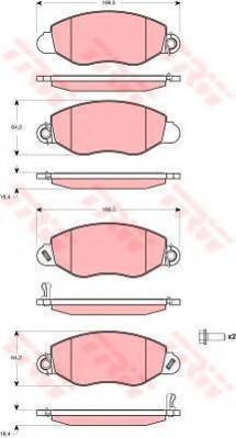 Комплект тормозов, дисковый тормозной механизм TRW GTD1141