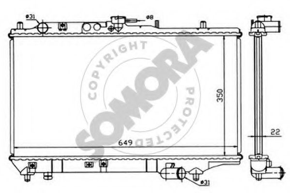 Радиатор, охлаждение двигателя SOMORA 164140